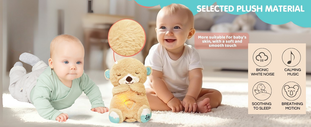 Breathing Teddy Bear with Soothing Music, Comfort Plush